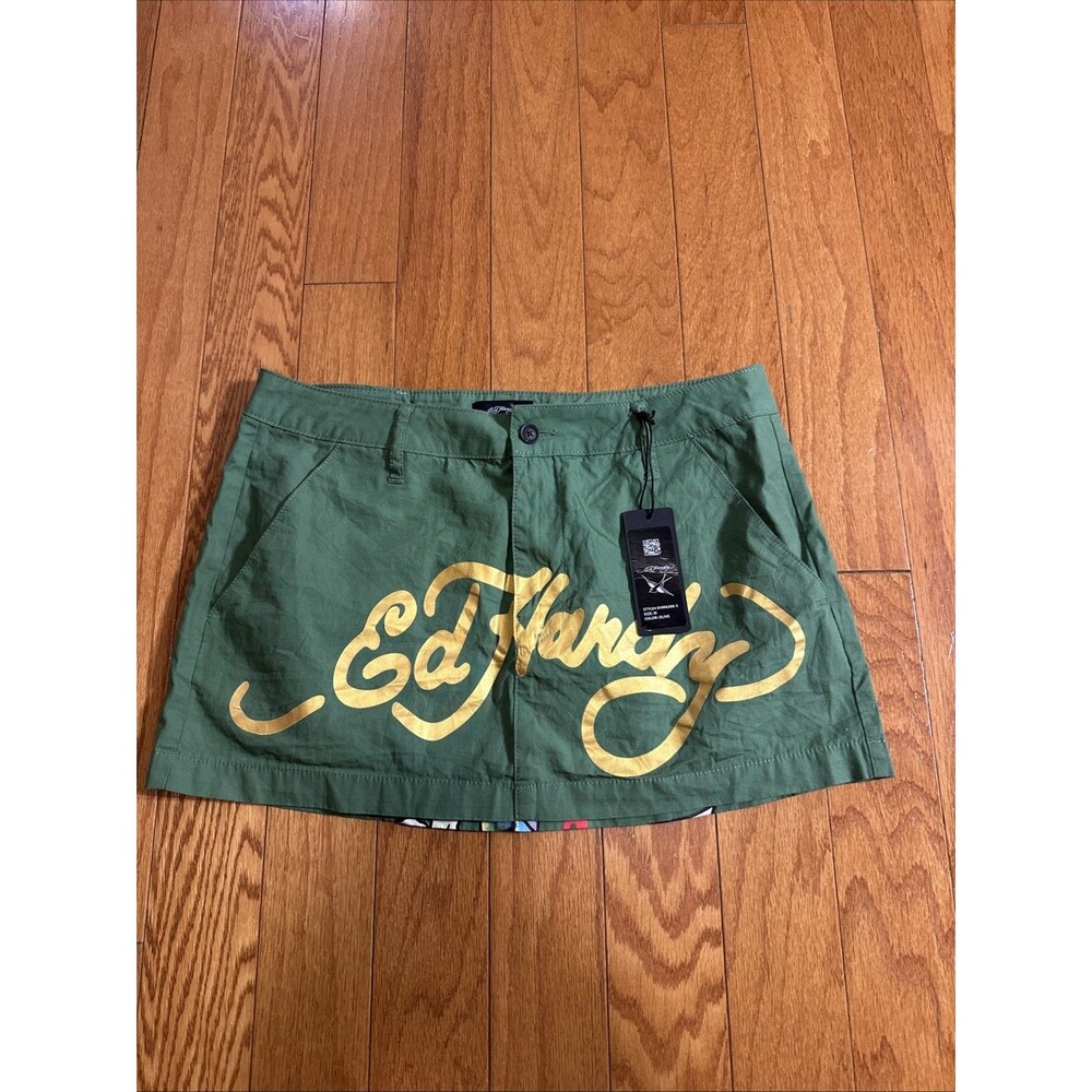 Ed Hardy Green Mini Skirt Sz M NWT Love Kills Slowly